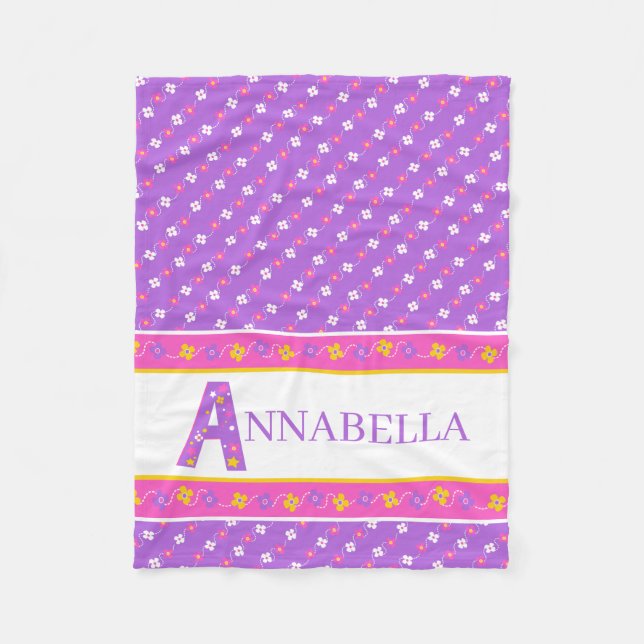 Couverture Polaire Lettre A Annabella jaune rose rose rose rose rose  (Devant)