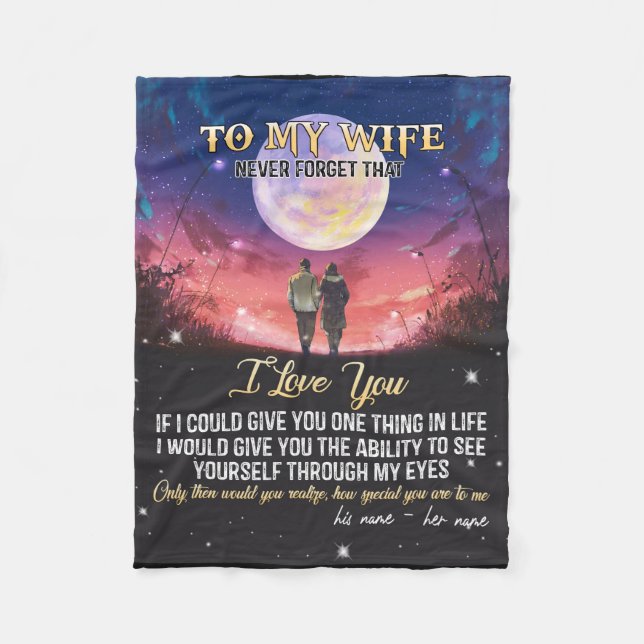 Couverture Polaire Lettre à ma femme Cadeau de la Saint-Valentin (Devant)