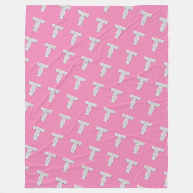 COUVERTURE POLAIRE LETTRE ARGENT ROSE T (Devant)