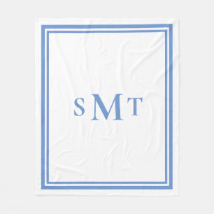 Couverture Polaire LETTRE BLEUE ET BLANCHE TROIS LETTRE MONogramme