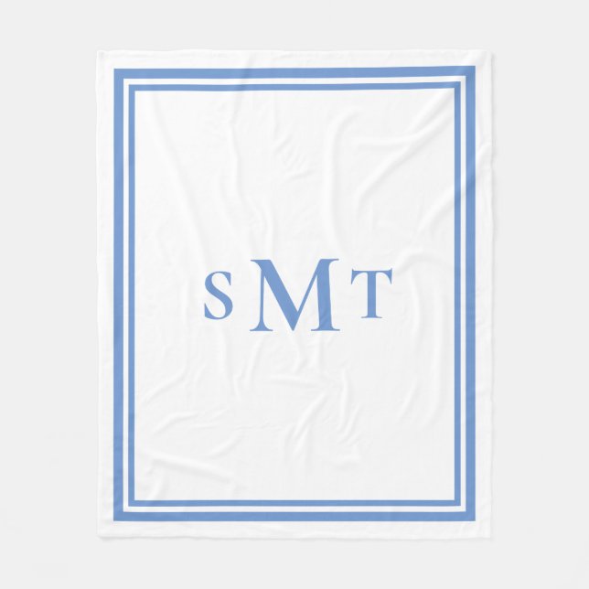 Couverture Polaire LETTRE BLEUE ET BLANCHE TROIS LETTRE MONogramme (Devant)