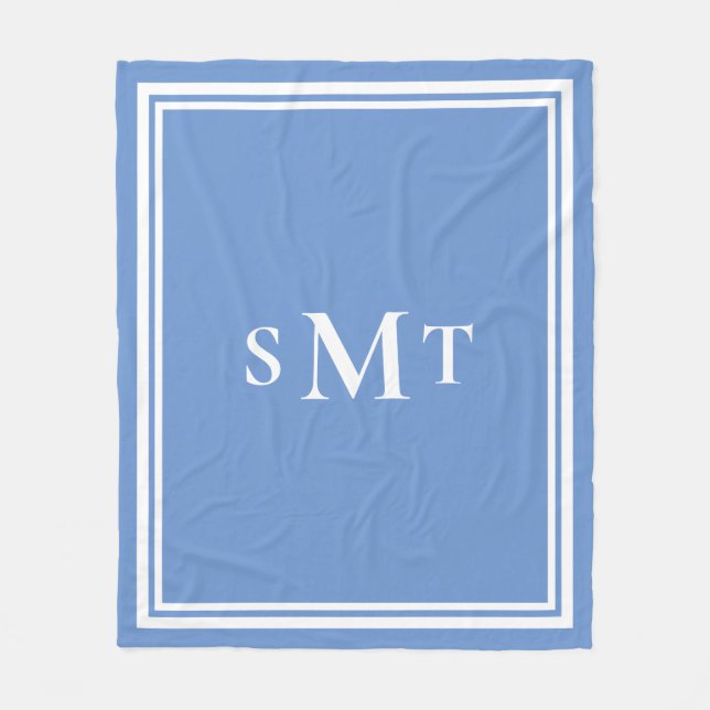 Couverture Polaire LETTRE BLEUE ET BLANCHE TROIS LETTRE MONogramme (Devant)