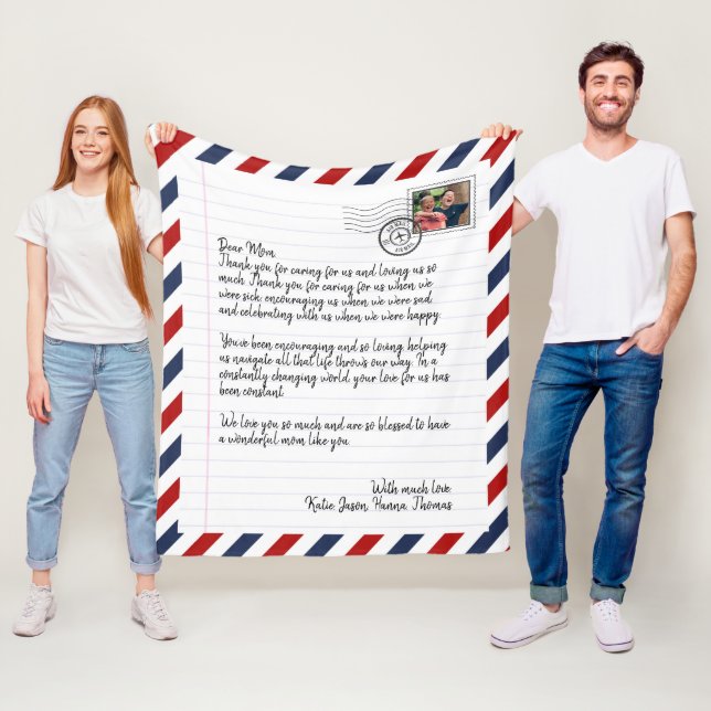 Couverture Polaire Lettre d'amour personnalisée Courriel photo manusc (En situation)