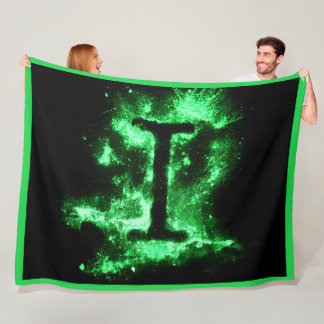 Couverture Polaire Lettre I alphabet majuscule verte