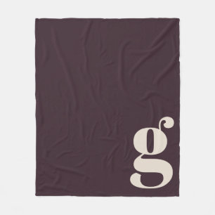 Couverture Polaire Lettre initiale de monogramme moderne prune foncé 
