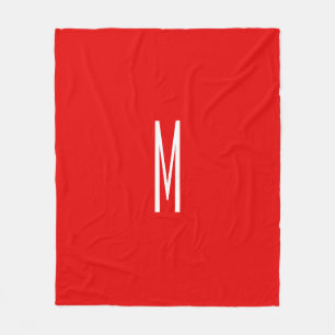 Couverture Polaire Lettre initiale Monogramme Style moderne Rouge Bla