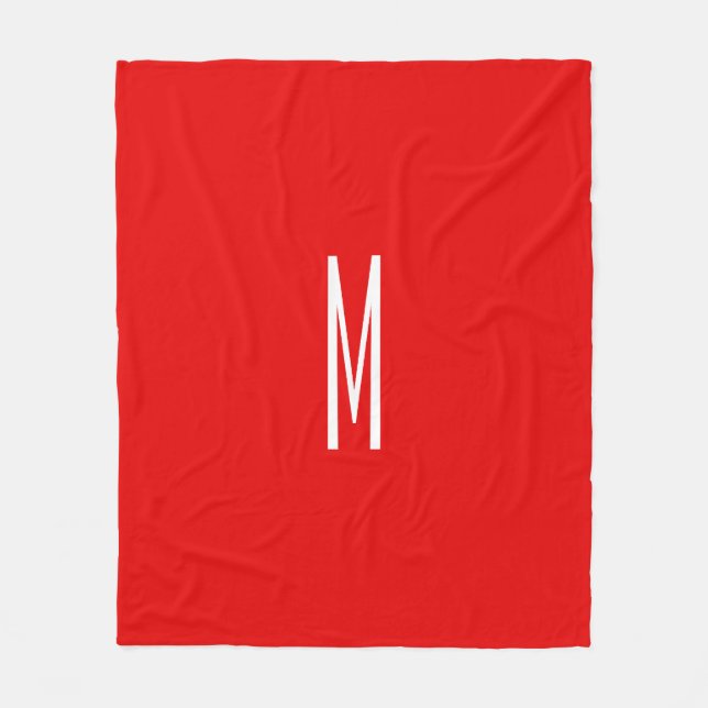 Couverture Polaire Lettre initiale Monogramme Style moderne Rouge Bla (Devant)