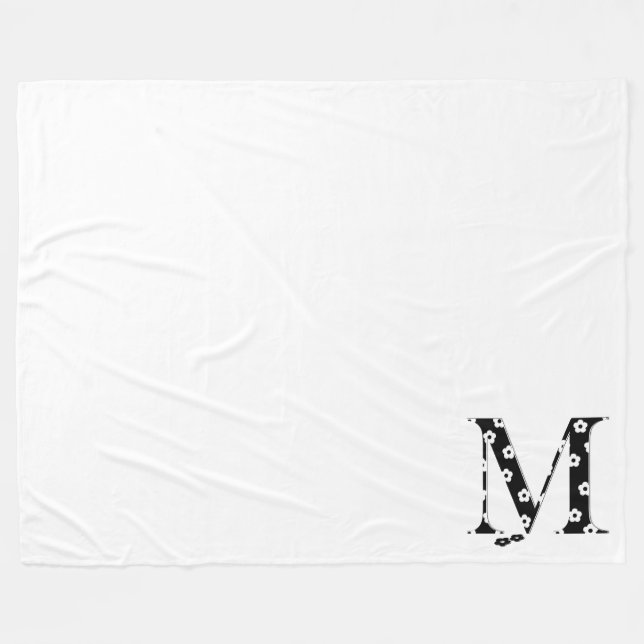 COUVERTURE POLAIRE LETTRE MODÈLE FLEURI M (Devant (Horizontal))