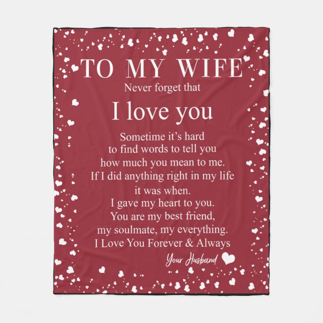 Couverture Polaire Lettre Personnalisée À Ma Femme, (Devant)