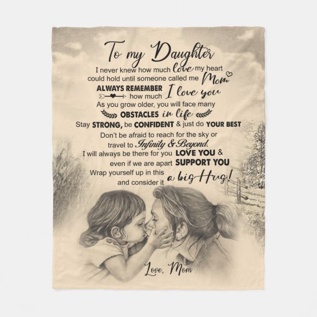 Couverture Polaire Lettre personnalisée à ma fille de maman (Devant)