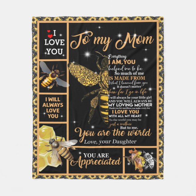 Couverture Polaire Lettre personnalisée à ma mère aimée (Devant)