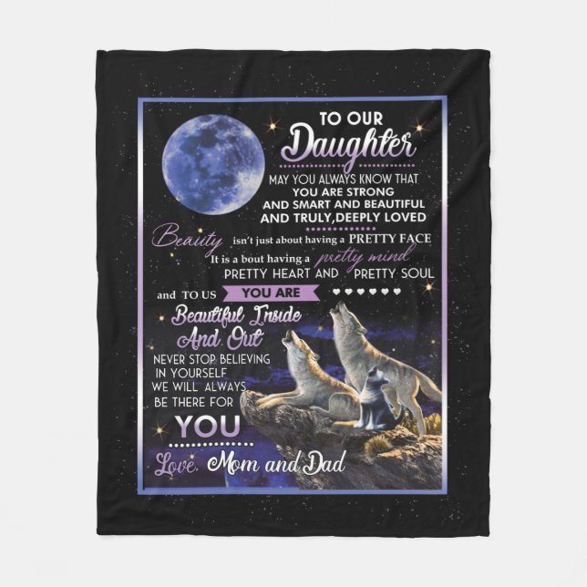 Couverture Polaire Lettre personnalisée à notre fille (Devant)