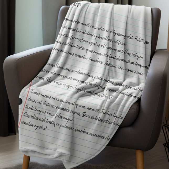 Couverture Polaire Lettre personnalisée Papier à liner Nouveauté (Personalized Letter Lined Paper Novelty Fleece Blanket by Ricaso. Add your own text to this blanket)