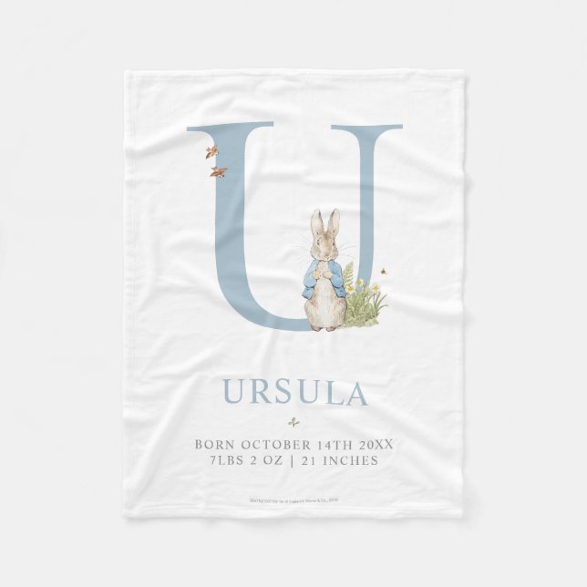 Couverture Polaire Lettre personnalisée par | U de lapin de Peter (Devant)