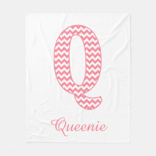 Couverture Polaire Lettre rose pastel Chevron Q Design