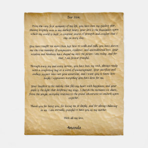 Couverture Polaire Lettre vintage personnalisée papier ancien pour ma