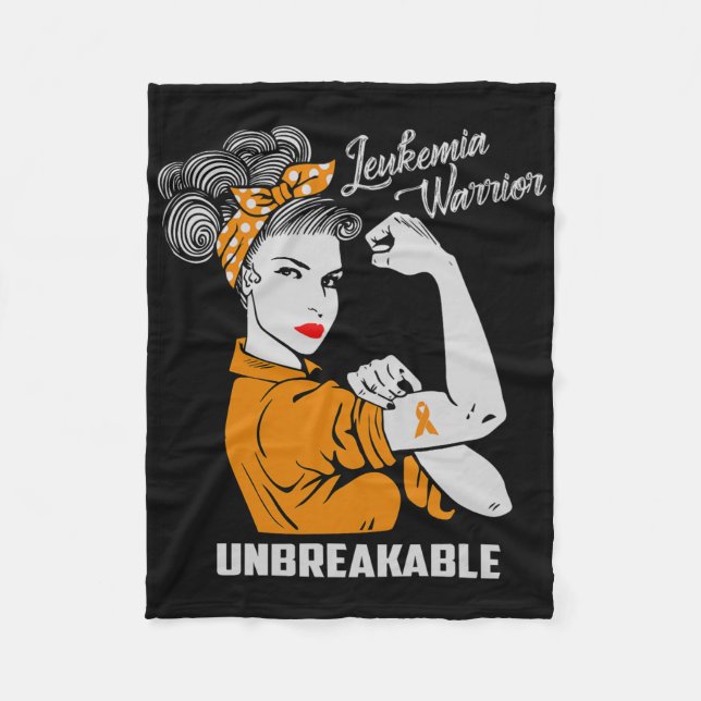 Couverture Polaire Leucémie Guerrier Incassable Conscience Cadeau Com (Devant)