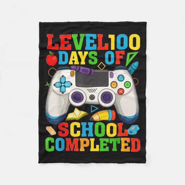Couverture Polaire Level 100 Days Of School Unlocked Boys 100th Day O (Devant)