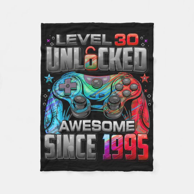 Couverture Polaire Level 30 Unlocked Awesome Since 1995 30th Birthday (Devant)