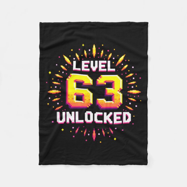 Couverture Polaire Level 63 Unlocked Birthday Gift Gamer Milestone  (Devant)