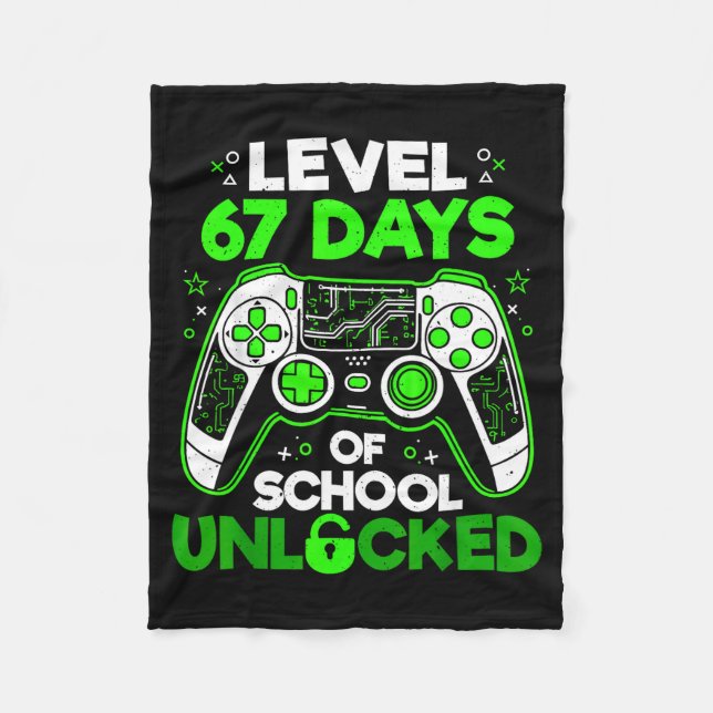 Couverture Polaire Level 67 Days Of School Unlocked Boys 67th Day Of  (Devant)