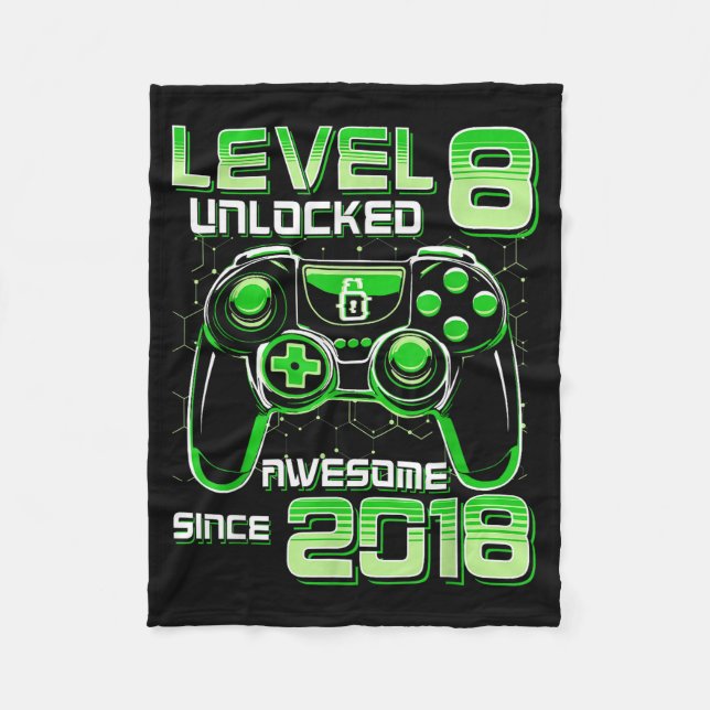 Couverture Polaire Level 8 Unlocked Awesome Since 2018 8th Birthday G (Devant)