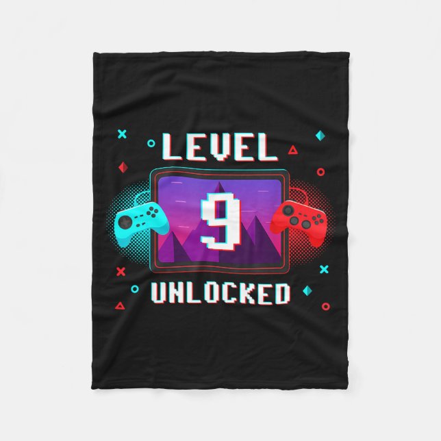 Couverture Polaire Level 9 Unlocked Video Gamer Funny 9th Birthday Bo (Devant)