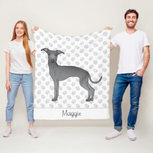 Couverture Polaire Lévrier Italien Bleu Dessin Animé Chien Avec Un No