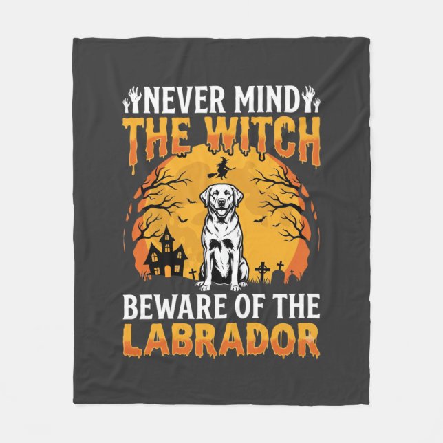 Couverture Polaire L'Halloween Labrador Attention au Chien (Devant)