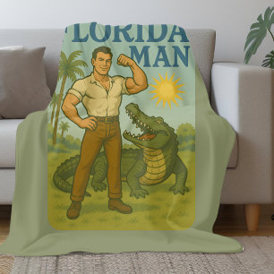 Couverture Polaire L'Homme de Floride et son ami l'alligator   Rétro 