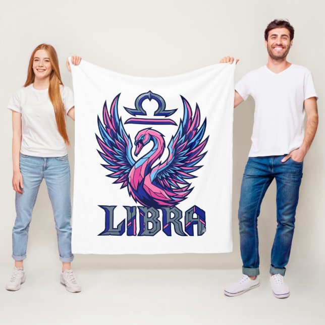 Couverture Polaire Libra Zodiac Mascotte Cygne Synthwave Cyberpunk (En situation)
