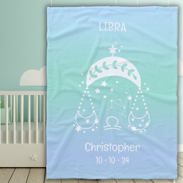 Couverture Polaire Libra Zodiac Star Nom Date de naissance Bébé bleu (Créateur téléchargé)