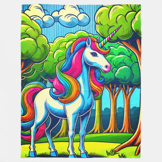 Couverture Polaire Licorne Arc-en-Ciel (Devant)