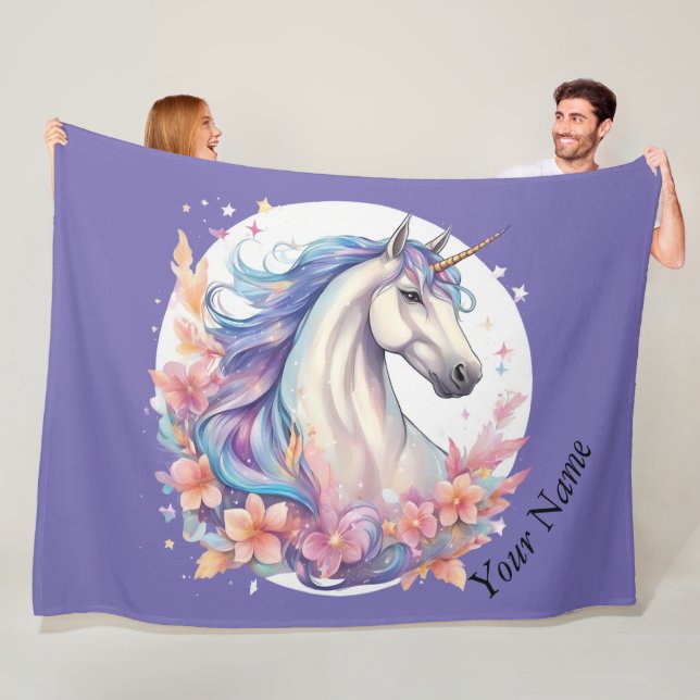 Couverture Polaire licorne, blanc, pâteux (En situation)