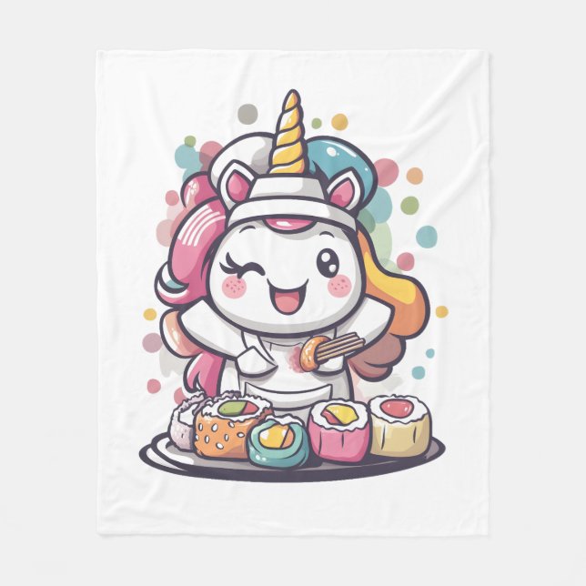 Couverture Polaire Licorne Chef Sushi (1) (Devant)