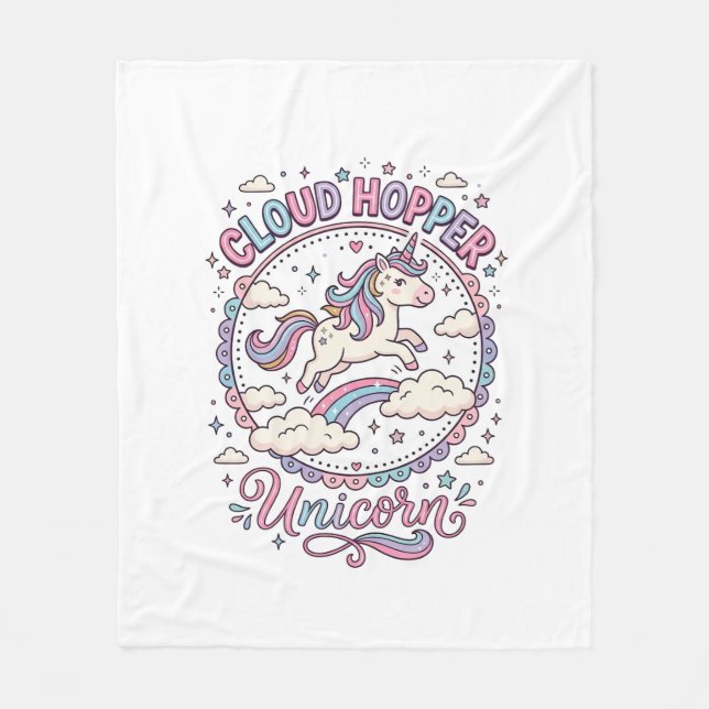 Couverture Polaire Licorne Cloud Hopper Licorne Ludique Cadeau Mignon (Devant)