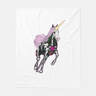 Couverture Polaire Licorne Crâne de Sucre Jour des Morts T-Shirt