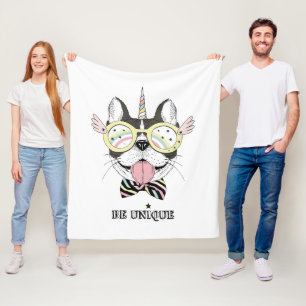 Couverture Polaire Licorne de bouledogue français