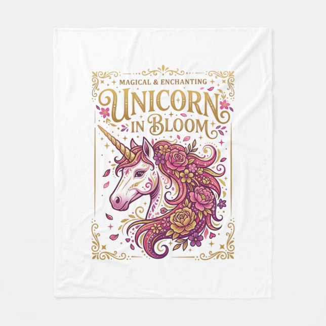 Couverture Polaire Licorne en fleurs Stylish Design Zazzle_1 (Devant)