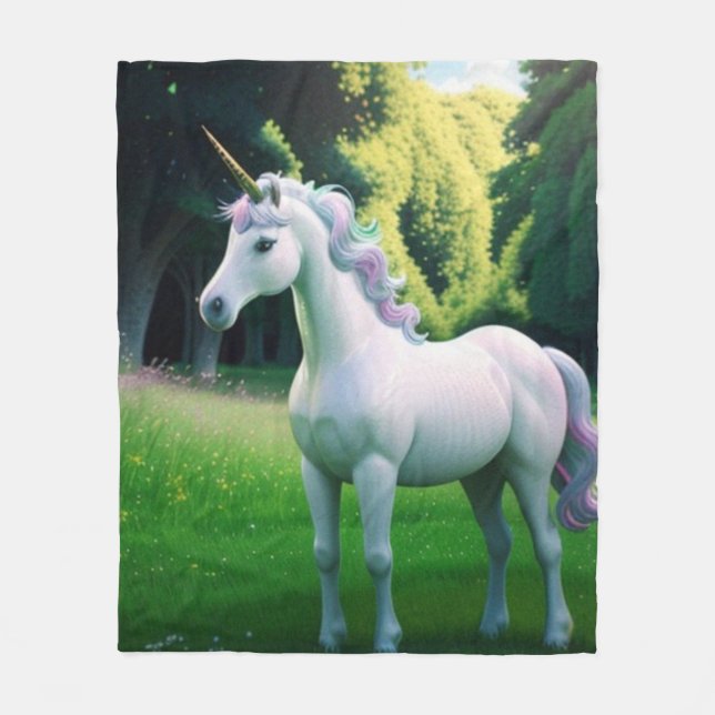 Couverture Polaire Licorne Enchantée (Devant)