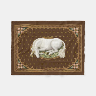 Couverture Polaire Licorne endormie Antique Brun Médiéval