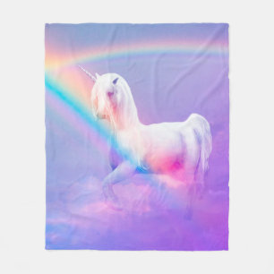 Couverture Polaire Licorne et arc-en-ciel