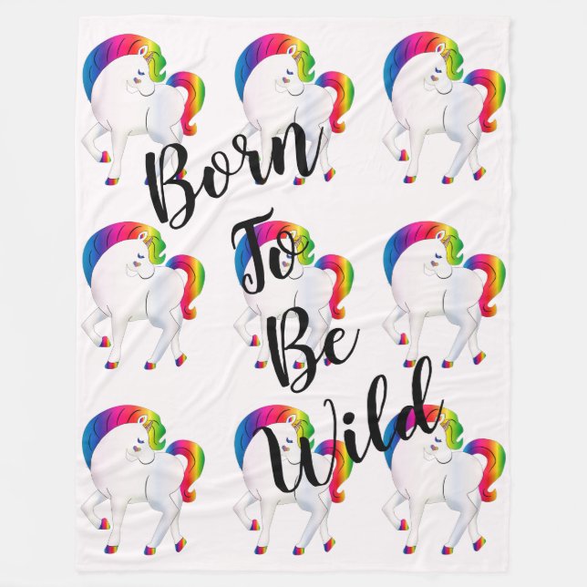 Couverture Polaire Licorne Né pour être sauvage (Devant)
