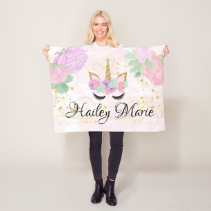 Couverture Polaire Licorne personnalisée par coutume mignonne de bébé