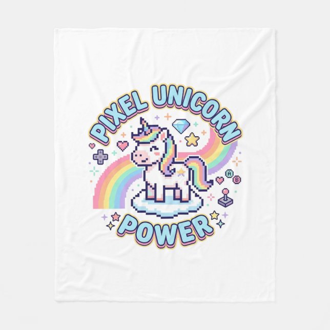 Couverture Polaire Licorne Pixel Licorne Puissance Conception Graphiq (Devant)