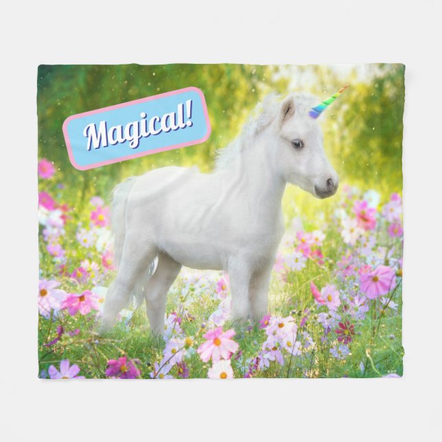 Couverture Polaire Licorne Poney Blanc (Devant (Horizontal))