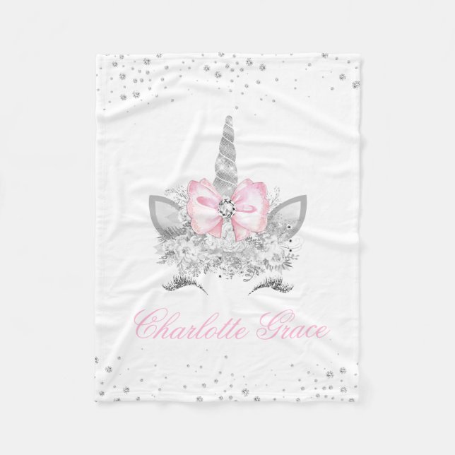 Couverture Polaire Licorne Rose Bébé Fille (Devant)
