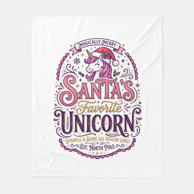 Couverture Polaire Licorne Santa's Licorne préférée (Devant)