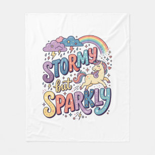 Couverture Polaire Licorne Tempétueuse mais Étincelante Merch Fantais
