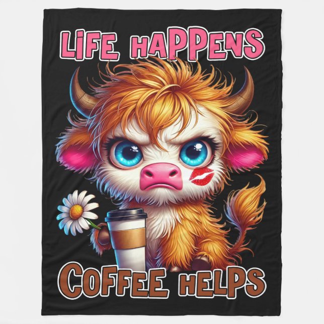 Couverture Polaire Life Happens Coffee Helps  (Devant)